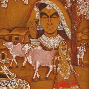 Gualin 01 – Original Indian Folk Art Painting | Traditional Village Life & Cultural Heritage Artwork