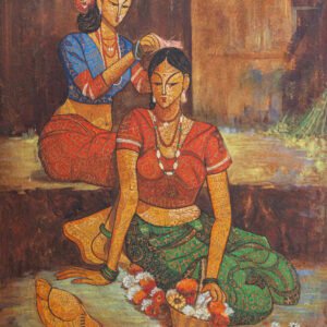 Sajni – Original Indian Folk Art Painting | Traditional Women & Rural Life Artwork