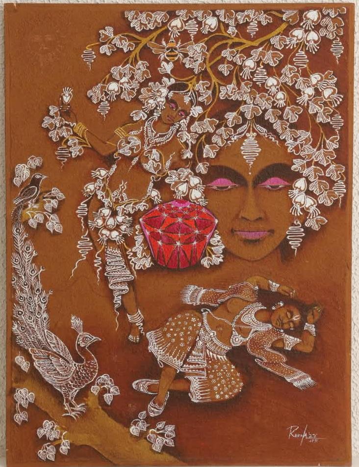 Lal Mani – Vikramorvashiyam Inspired Traditional Indian Folk Art Painting